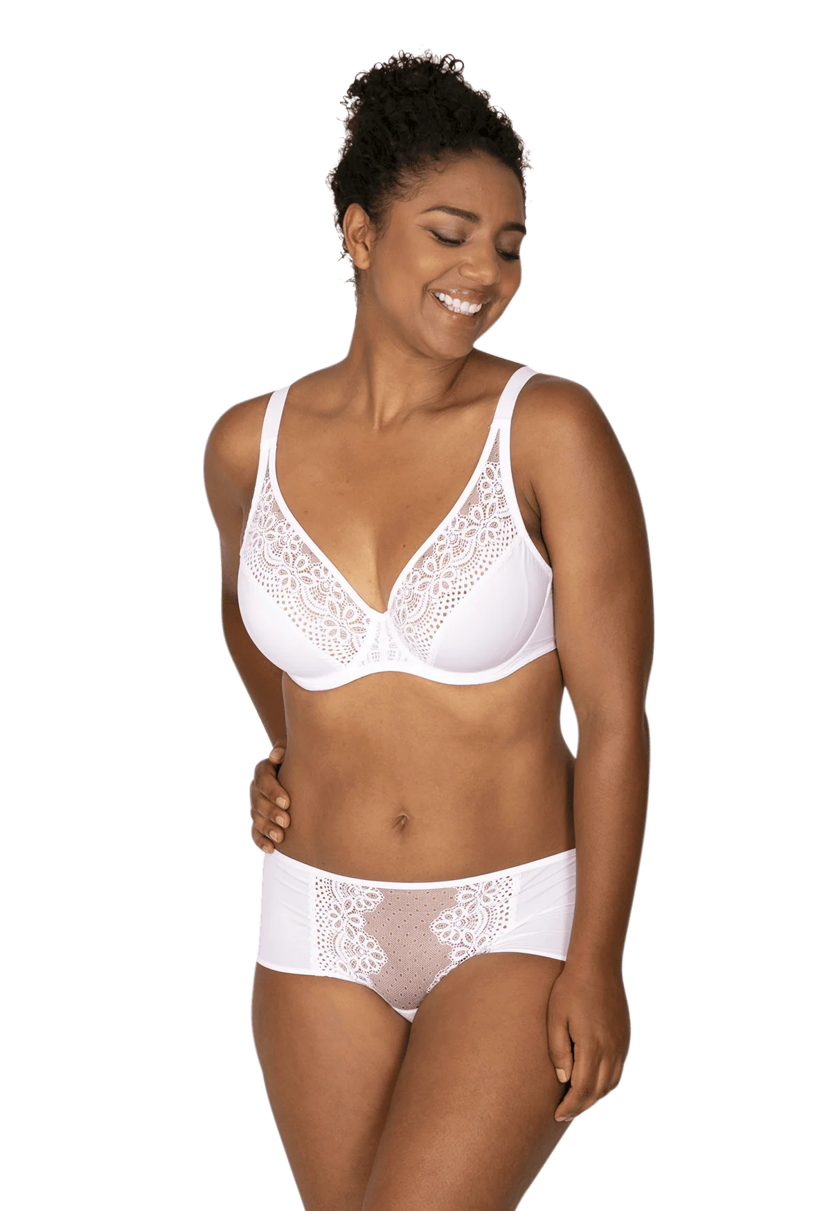 Shorty en dentelle et microfibre L'irrésistible - Blanc - Image 3