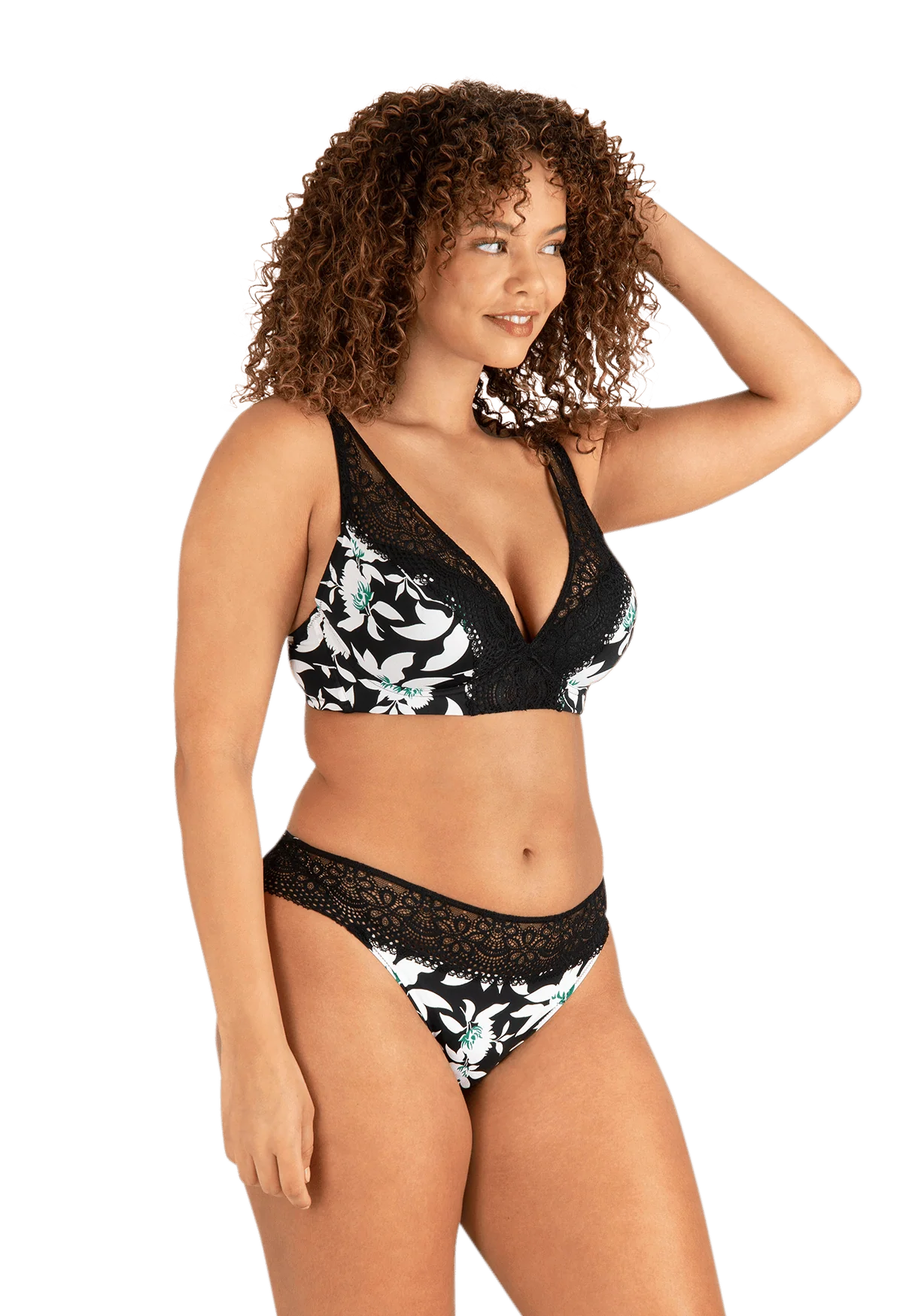Slip brésilien dentelle et microfibre L'irrésistible - Jasmin - Image 3